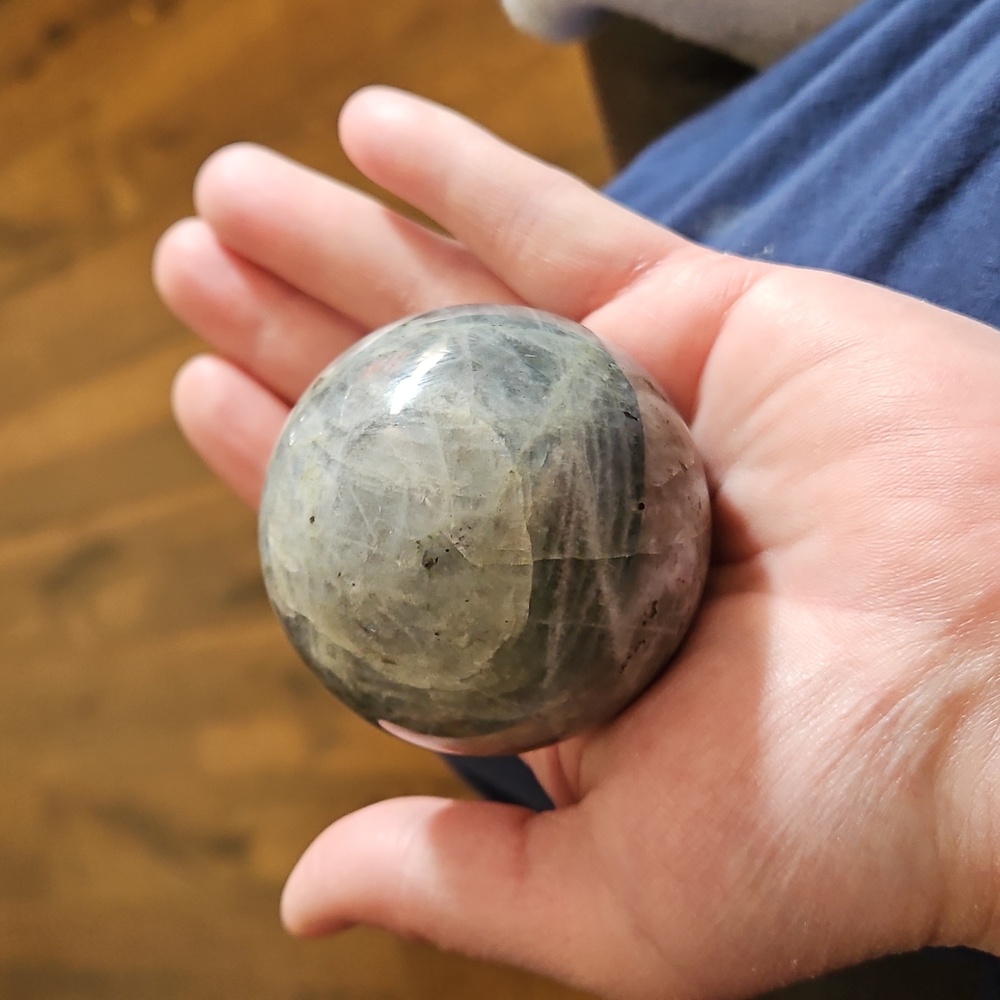Sunset Flash Labradorite Sphere - Picture 3 of 4